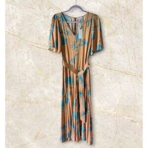 NWT Current Air Anthropologie Jumpsuit Wide Leg Palazzo Floral Boho Belted Sz S